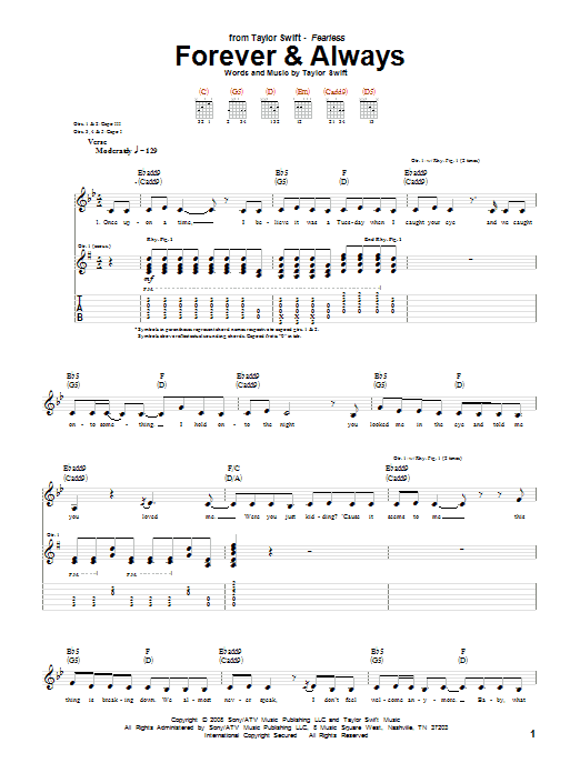 Download Taylor Swift Forever & Always Sheet Music