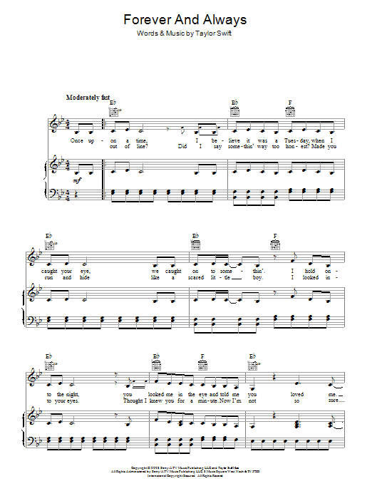 Download Taylor Swift Forever And Always Sheet Music