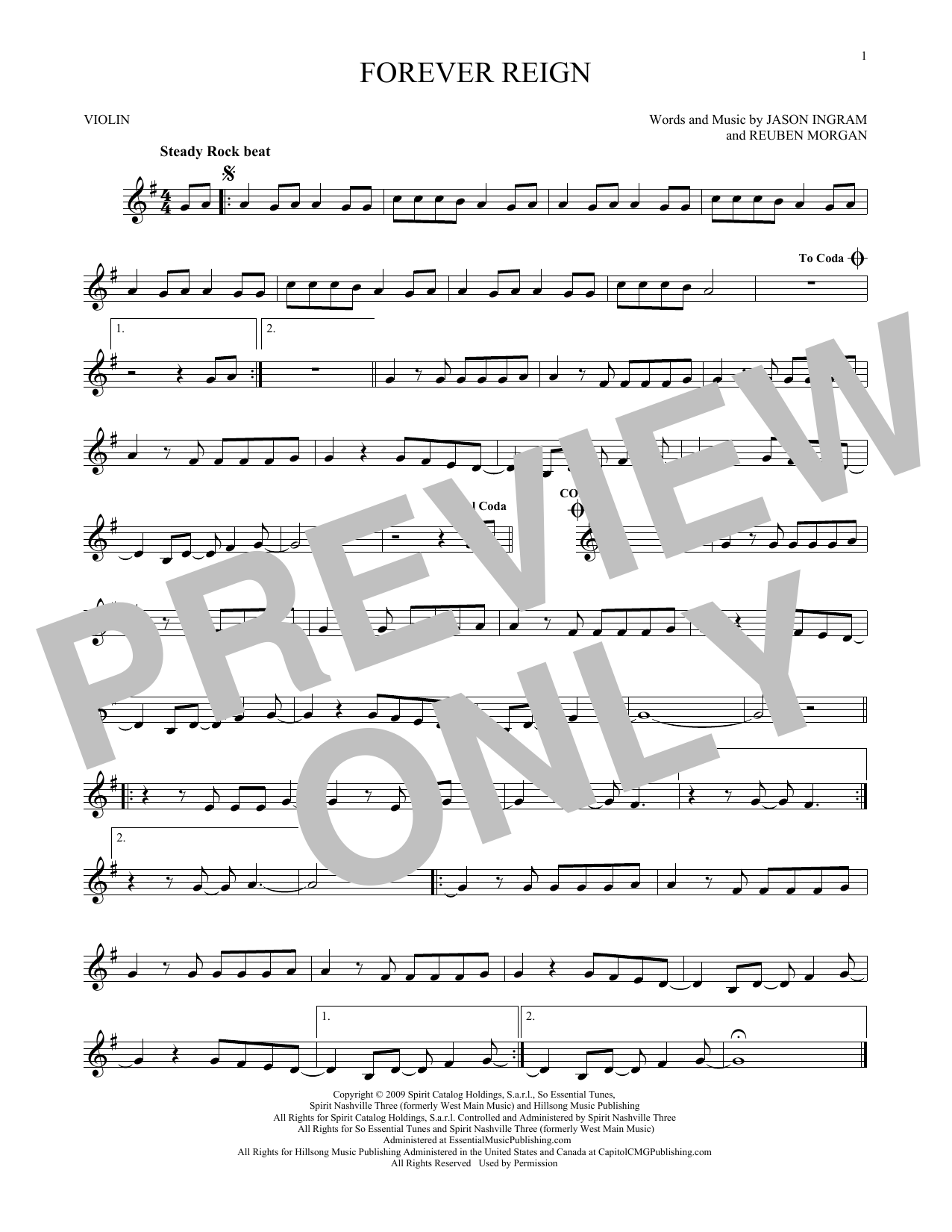 Hillsong Worship Forever Reign sheet music notes printable PDF score