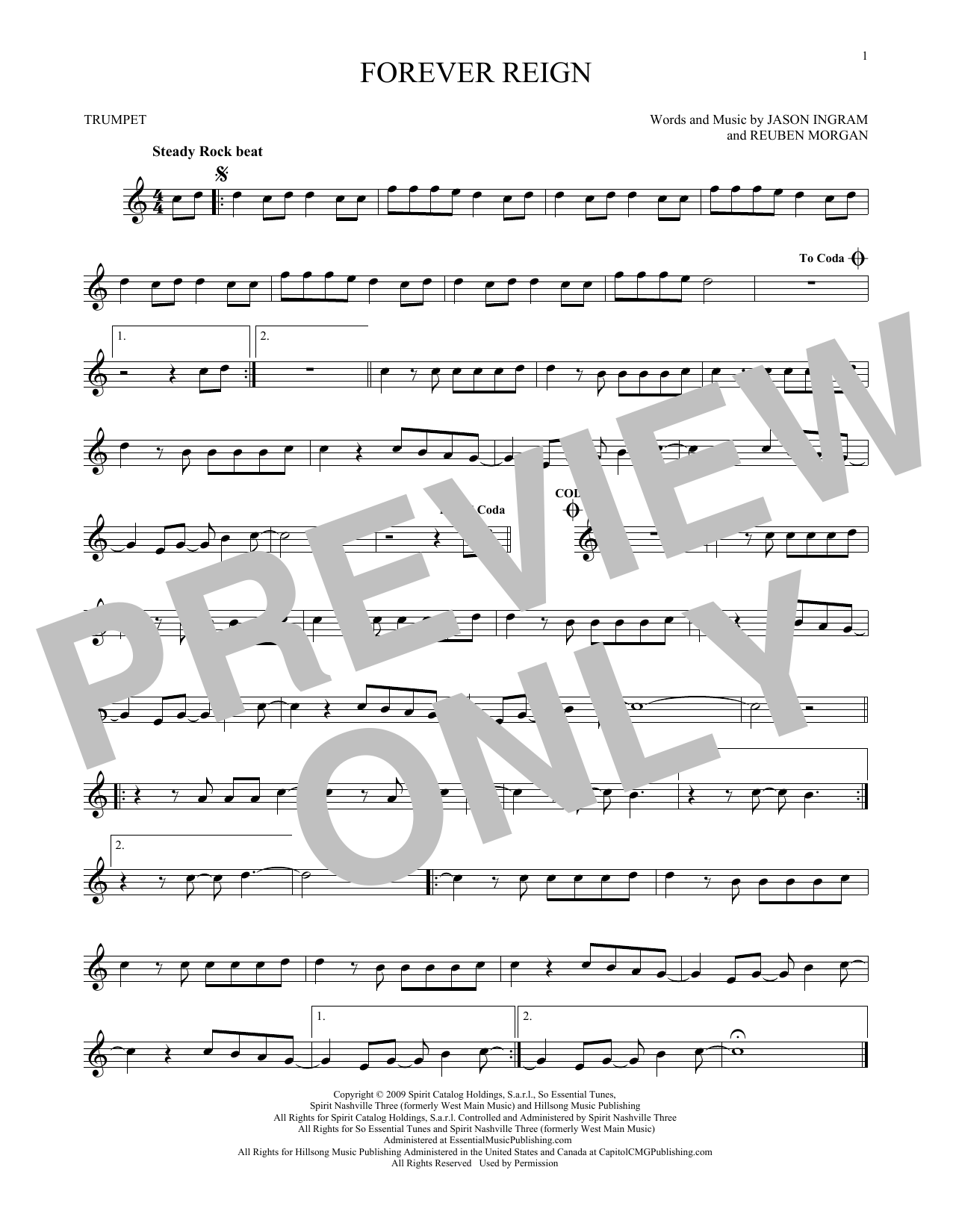 Hillsong Worship Forever Reign sheet music notes printable PDF score