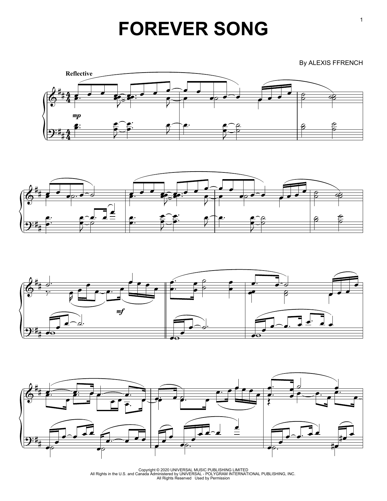 Download Alexis Ffrench Forever Song Sheet Music
