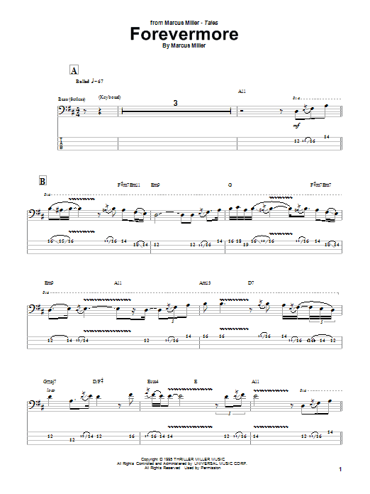 Download Marcus Miller Forevermore Sheet Music