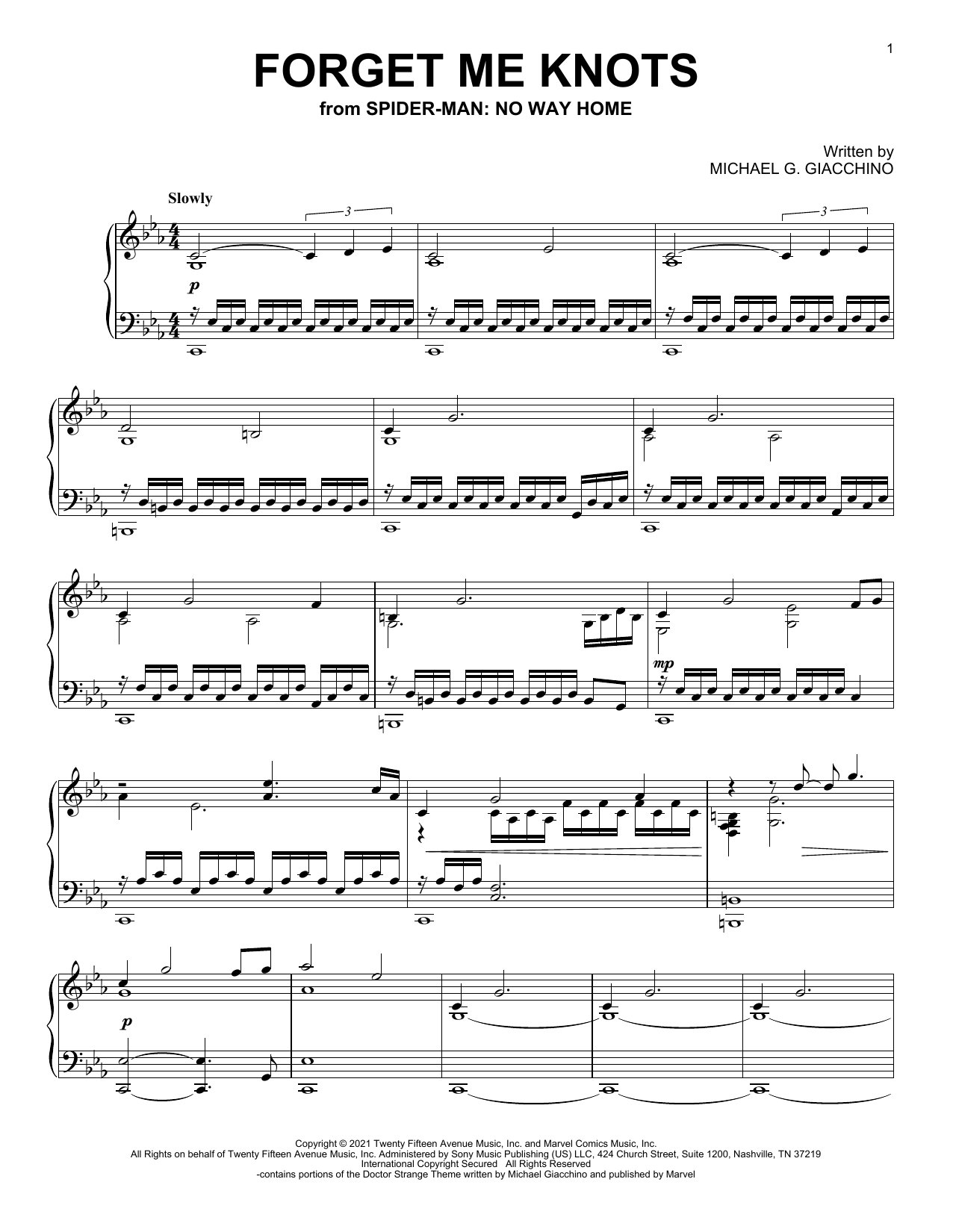 Download Michael Giacchino Forget Me Knots (from Spider-Man: No Wa Sheet Music