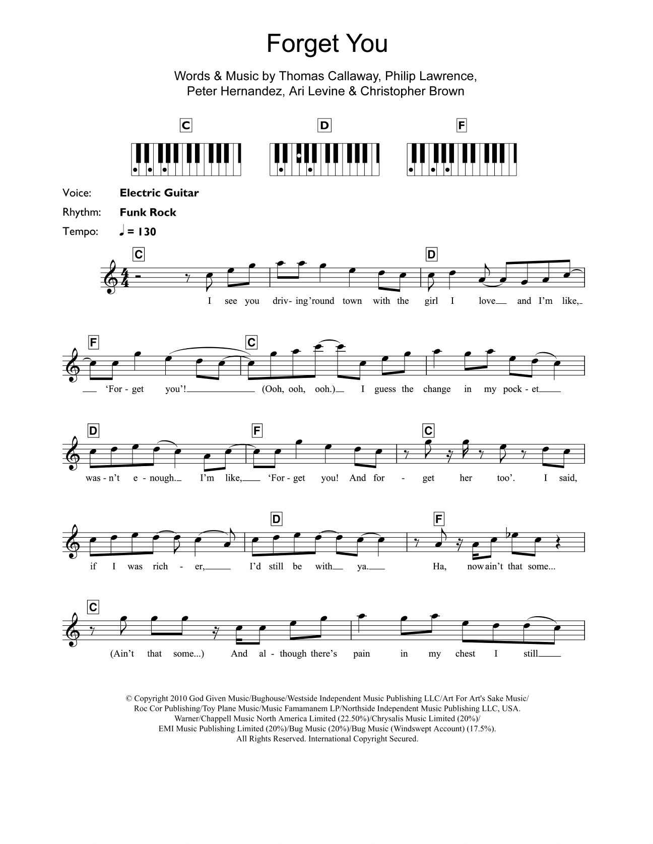 Download Cee Lo Green Forget You Sheet Music