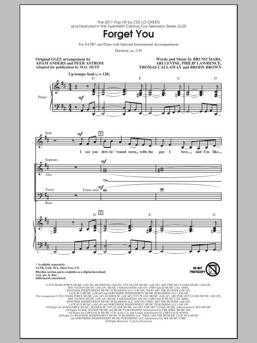 Download Glee Cast Forget You (arr. Mac Huff) Sheet Music