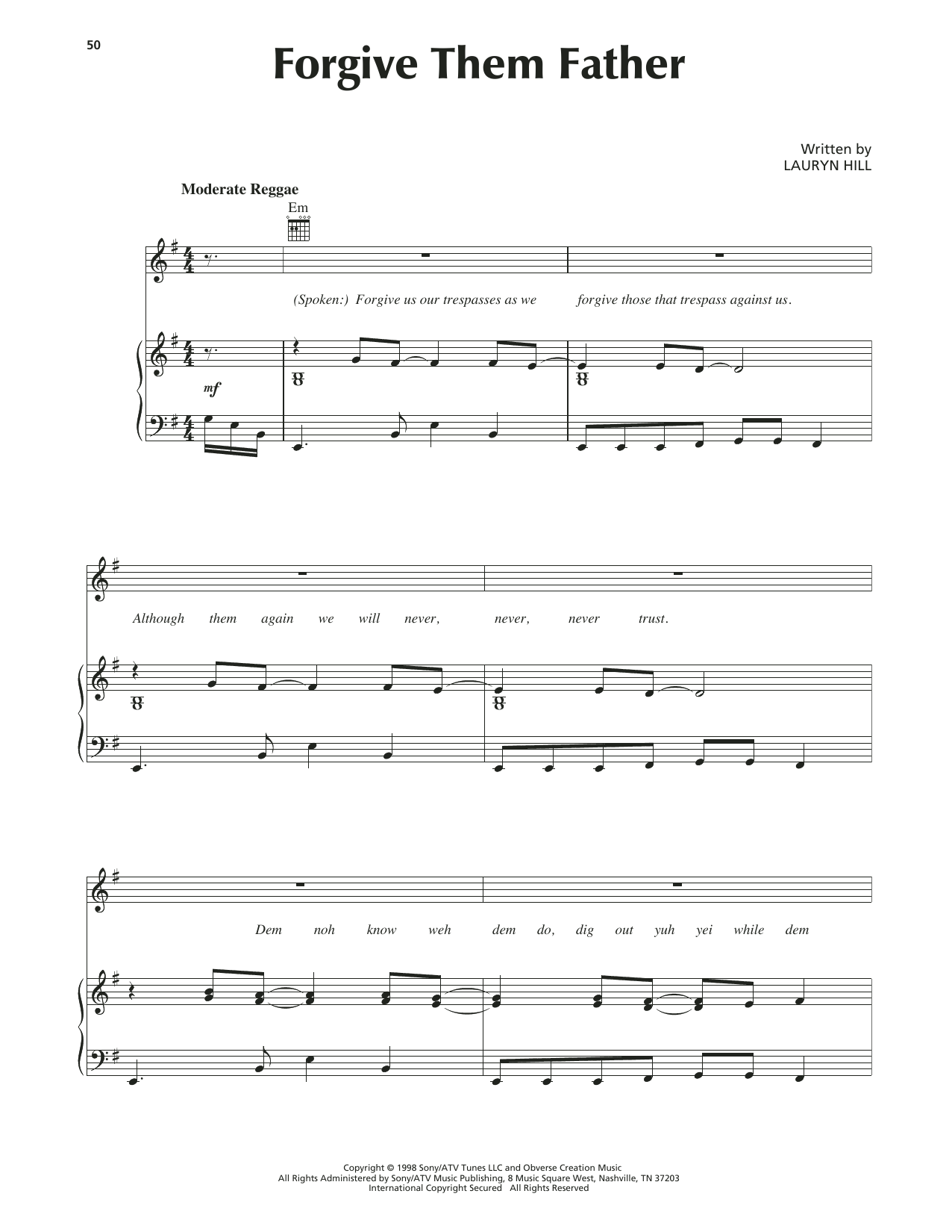Download Lauryn Hill Forgive Them Father Sheet Music