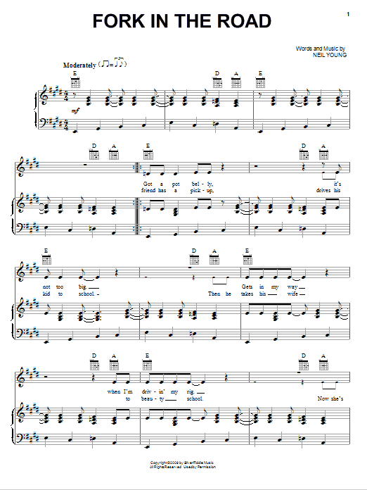 Download Neil Young Fork In The Road Sheet Music