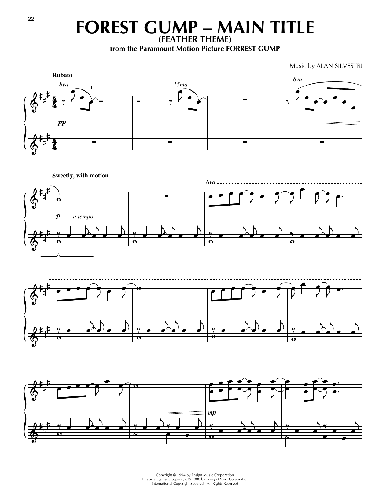 Download Alan Silvestri Forrest Gump - Main Title (Feather Them Sheet Music