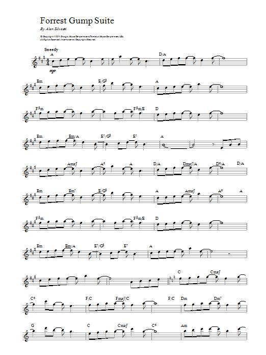 Alan Silvestri Forrest Gump Suite sheet music notes printable PDF score