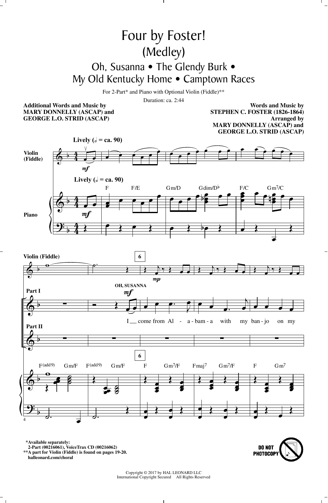 Download Stephen C. Foster Four by Foster! (Medley) (arr. Mary Don Sheet Music