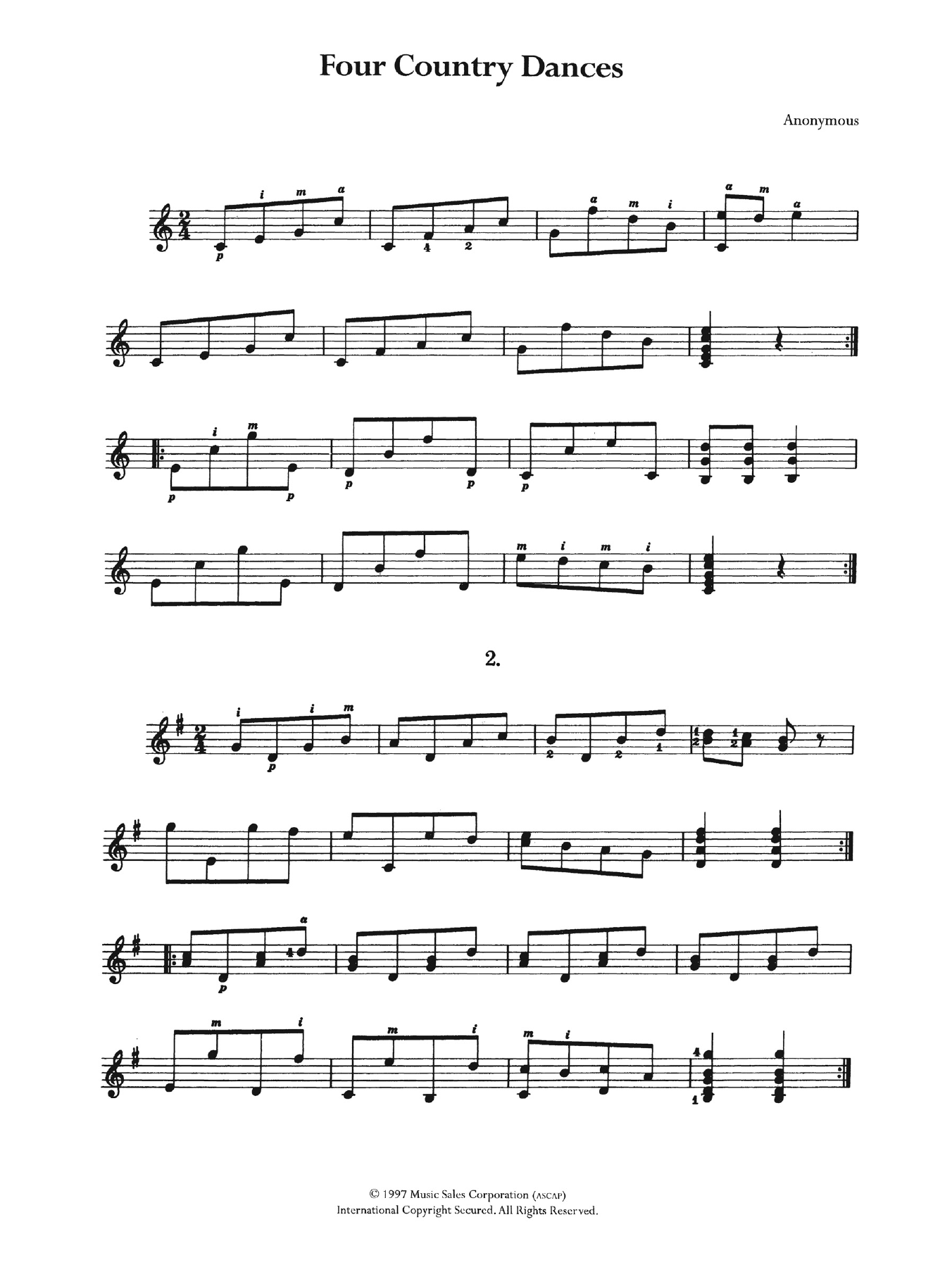 Download Anonymous Four Country Dances Sheet Music