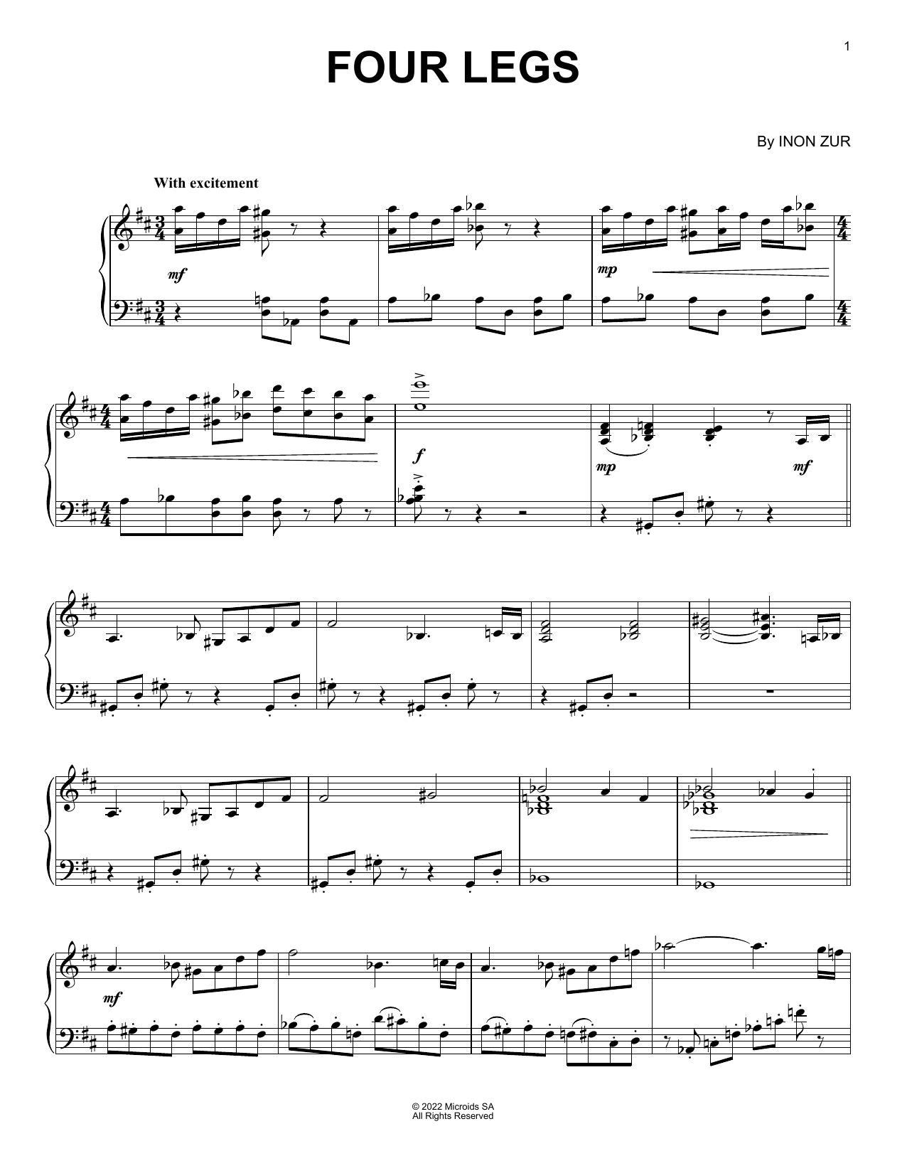 Download Inon Zur Four Legs (from Syberia: The World Befo Sheet Music