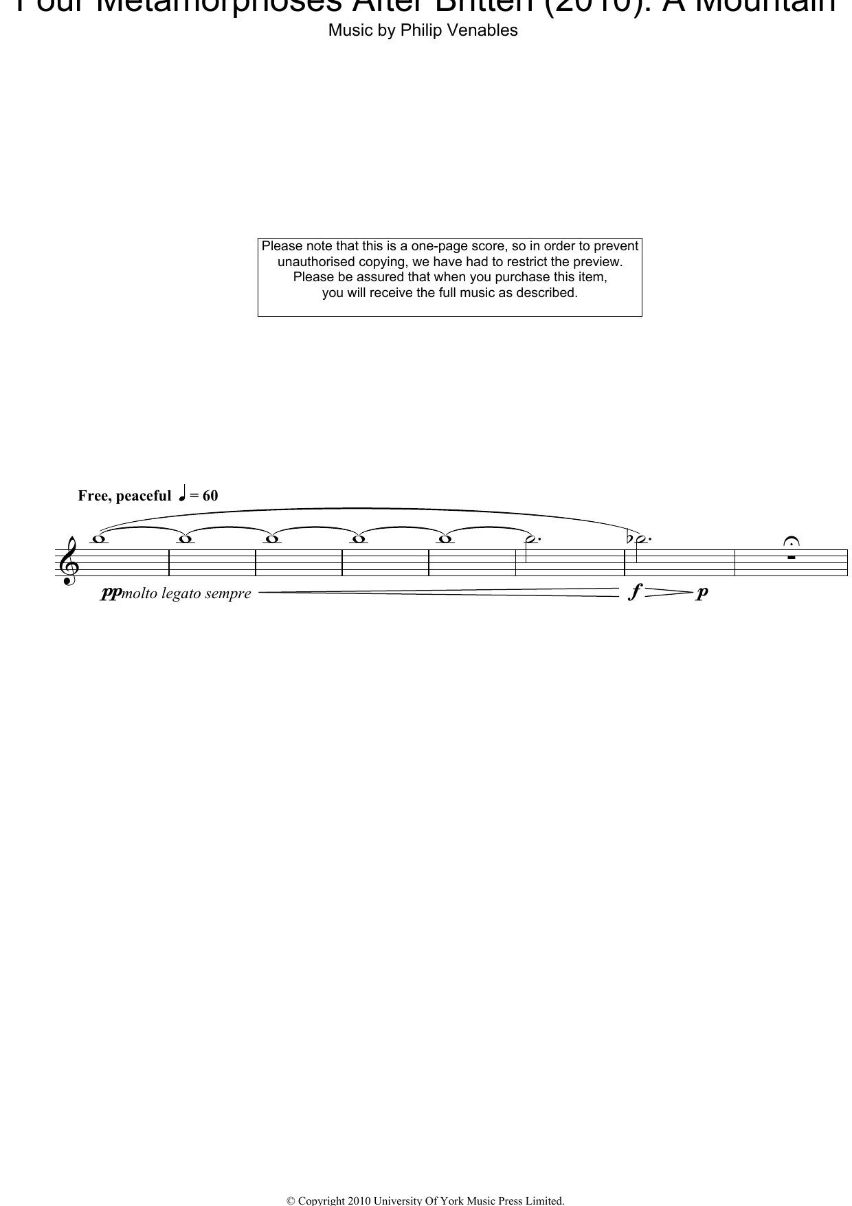 Download Philip Venables Four Metamorphoses After Britten (2010) Sheet Music