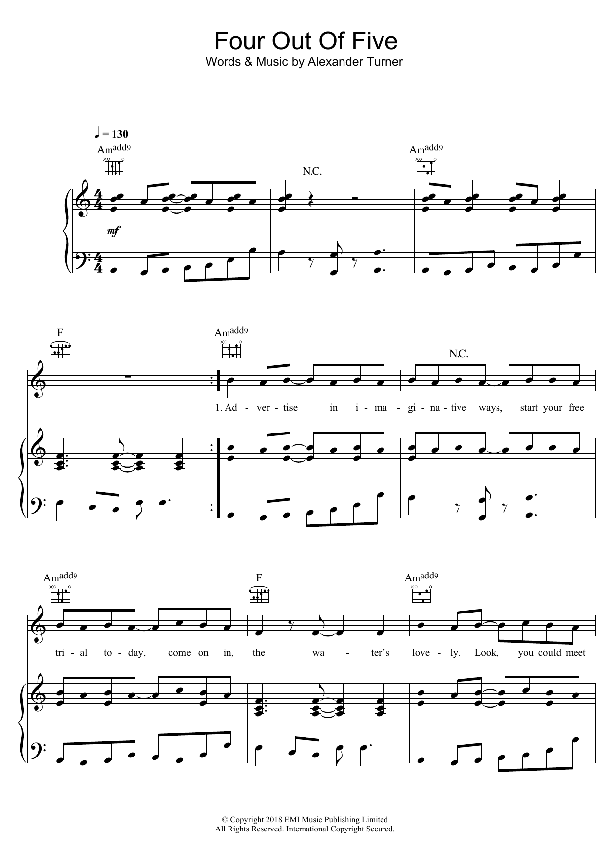 Download Arctic Monkeys Four Out Of Five Sheet Music