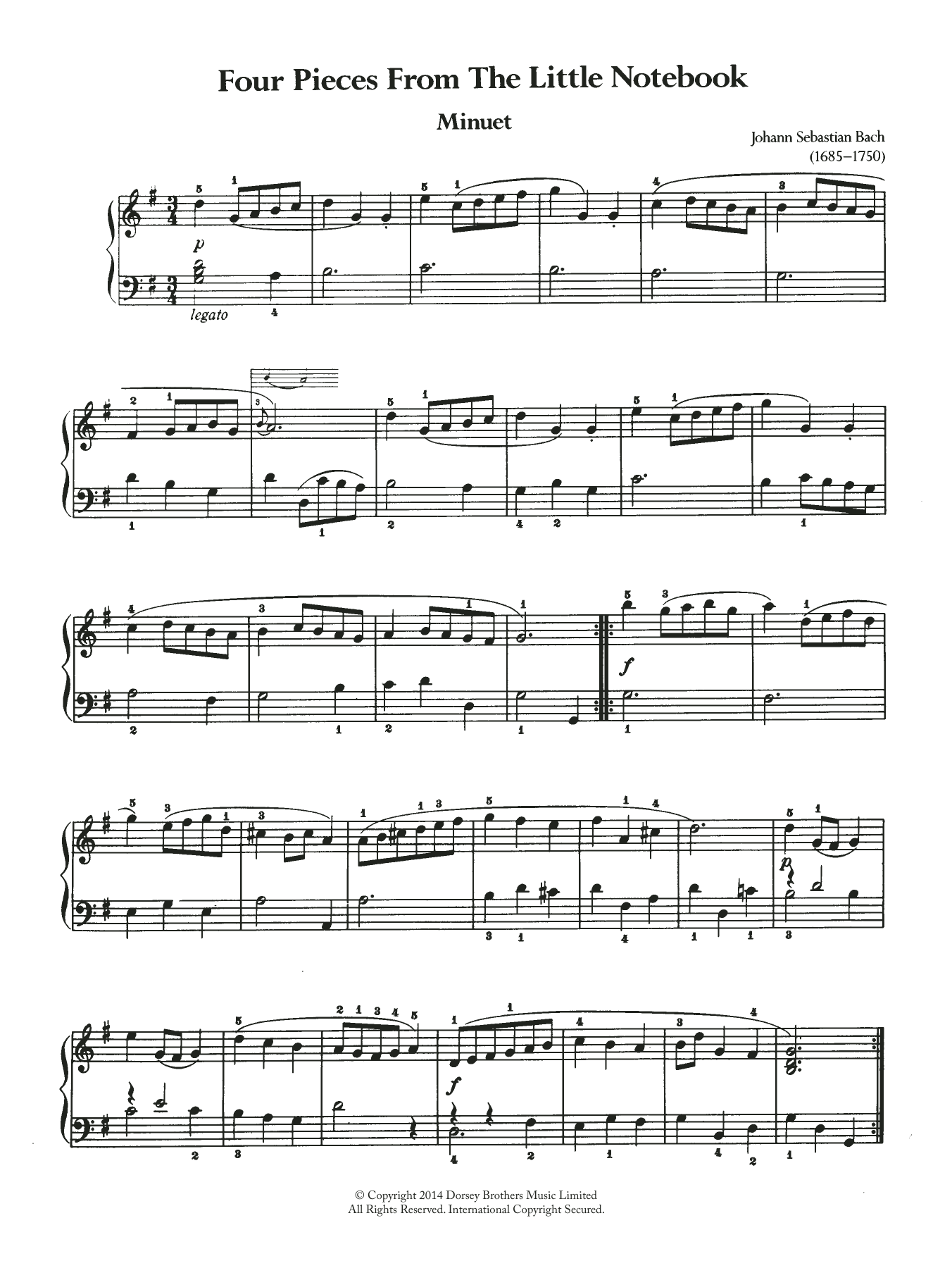 Download Johann Sebastian Bach Four Pieces From The Little Notebook Sheet Music