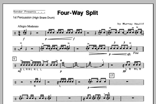 Download Houllif Four-Way Split - Percussion 1 Sheet Music
