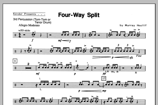 Download Houllif Four-Way Split - Percussion 3 Sheet Music
