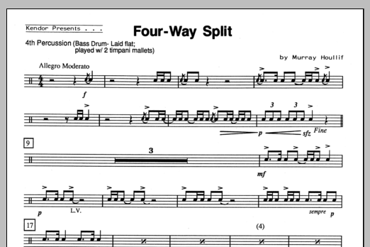 Download Houllif Four-Way Split - Percussion 4 Sheet Music