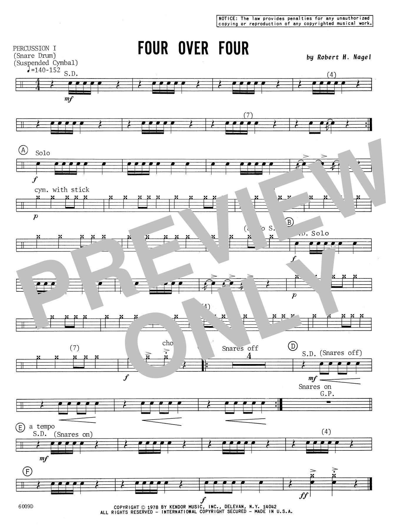 Download Robert H. Nagel Four Over Four - Percussion 1 Sheet Music