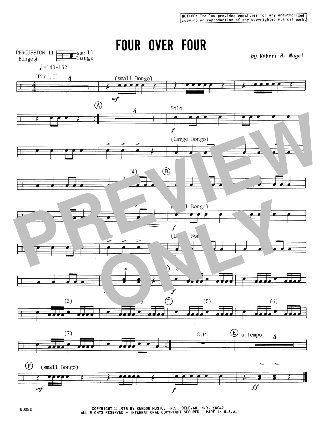 Download Robert H. Nagel Four Over Four - Percussion 2 Sheet Music