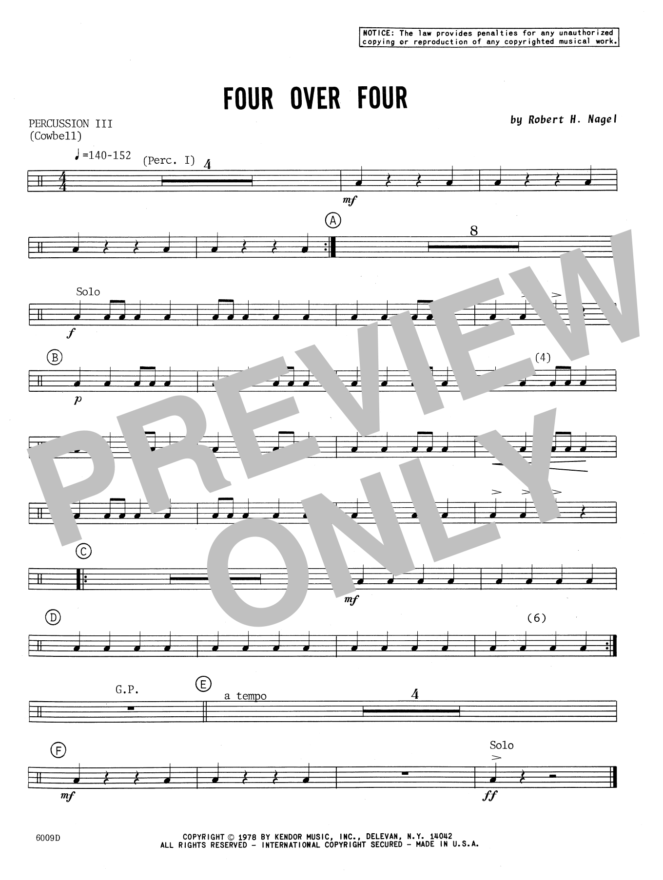 Download Robert H. Nagel Four Over Four - Percussion 3 Sheet Music