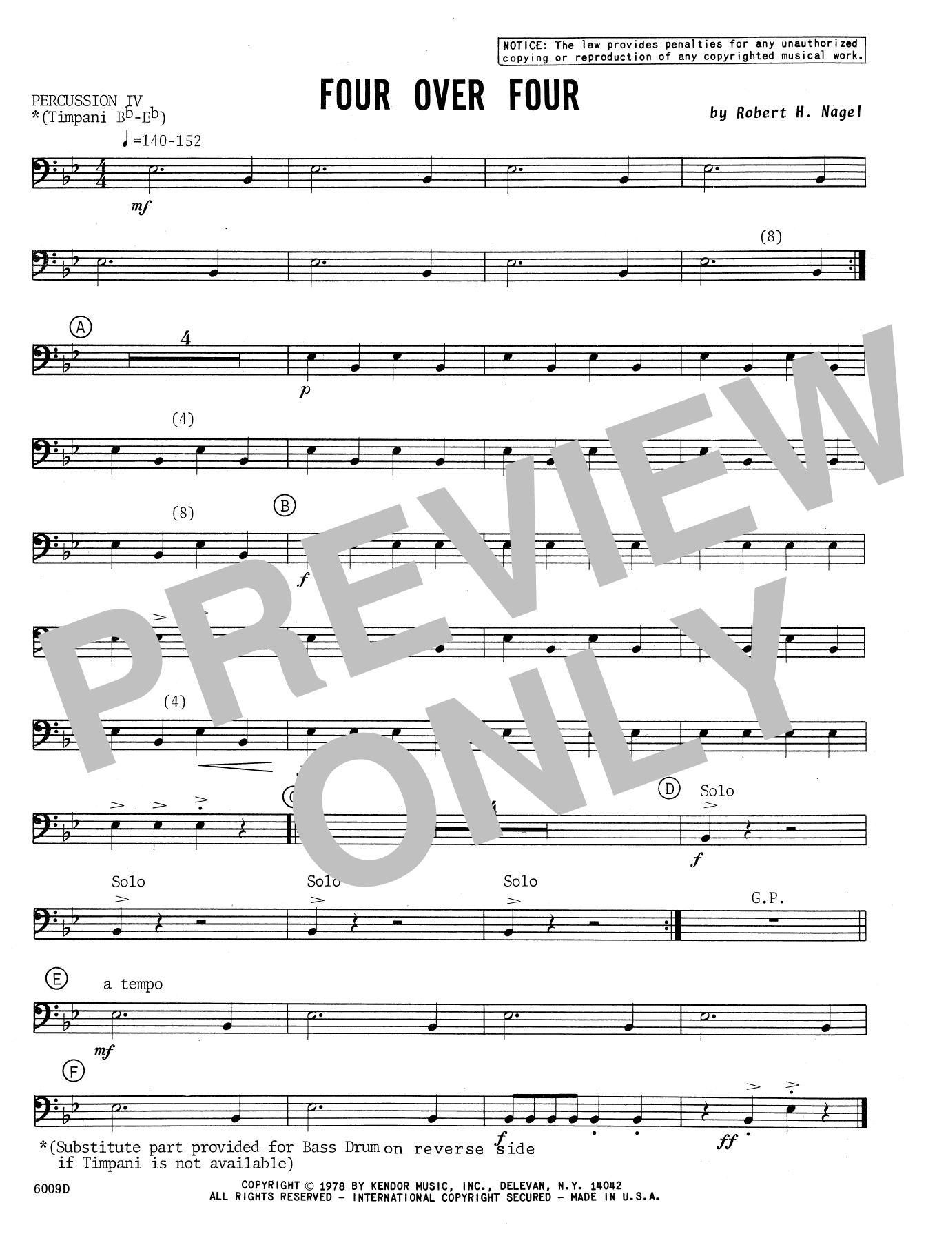 Download Robert H. Nagel Four Over Four - Percussion 4 Sheet Music