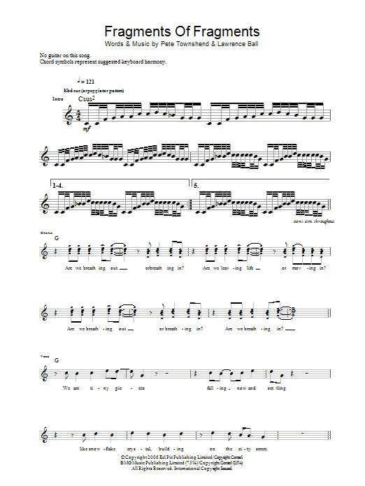 Download The Who Fragments Of Fragments Sheet Music