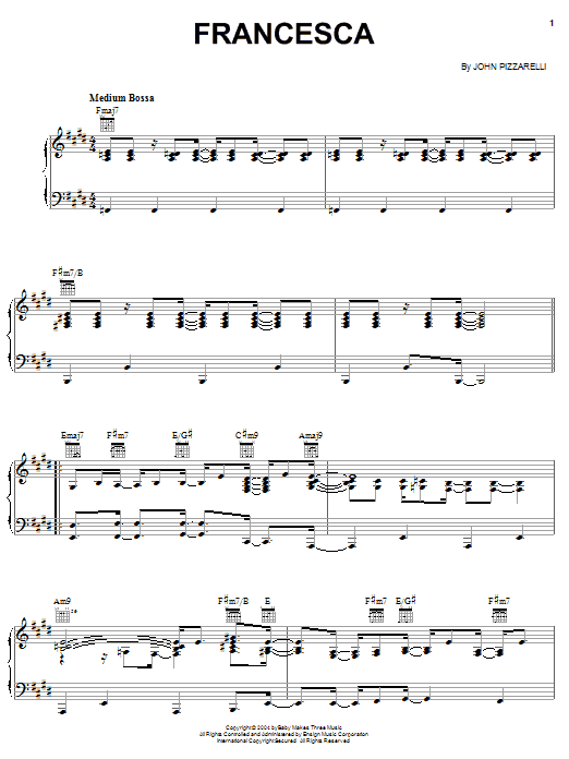 John Pizzarelli Francesca sheet music notes printable PDF score