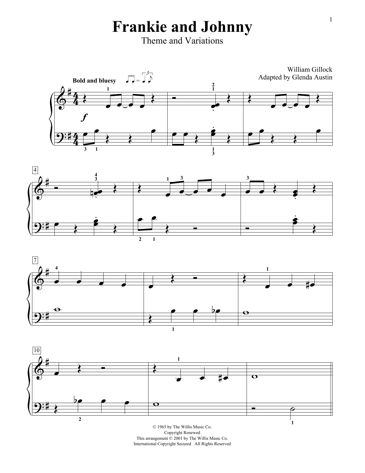 Download William Gillock Frankie And Johnny (Theme And Variation Sheet Music