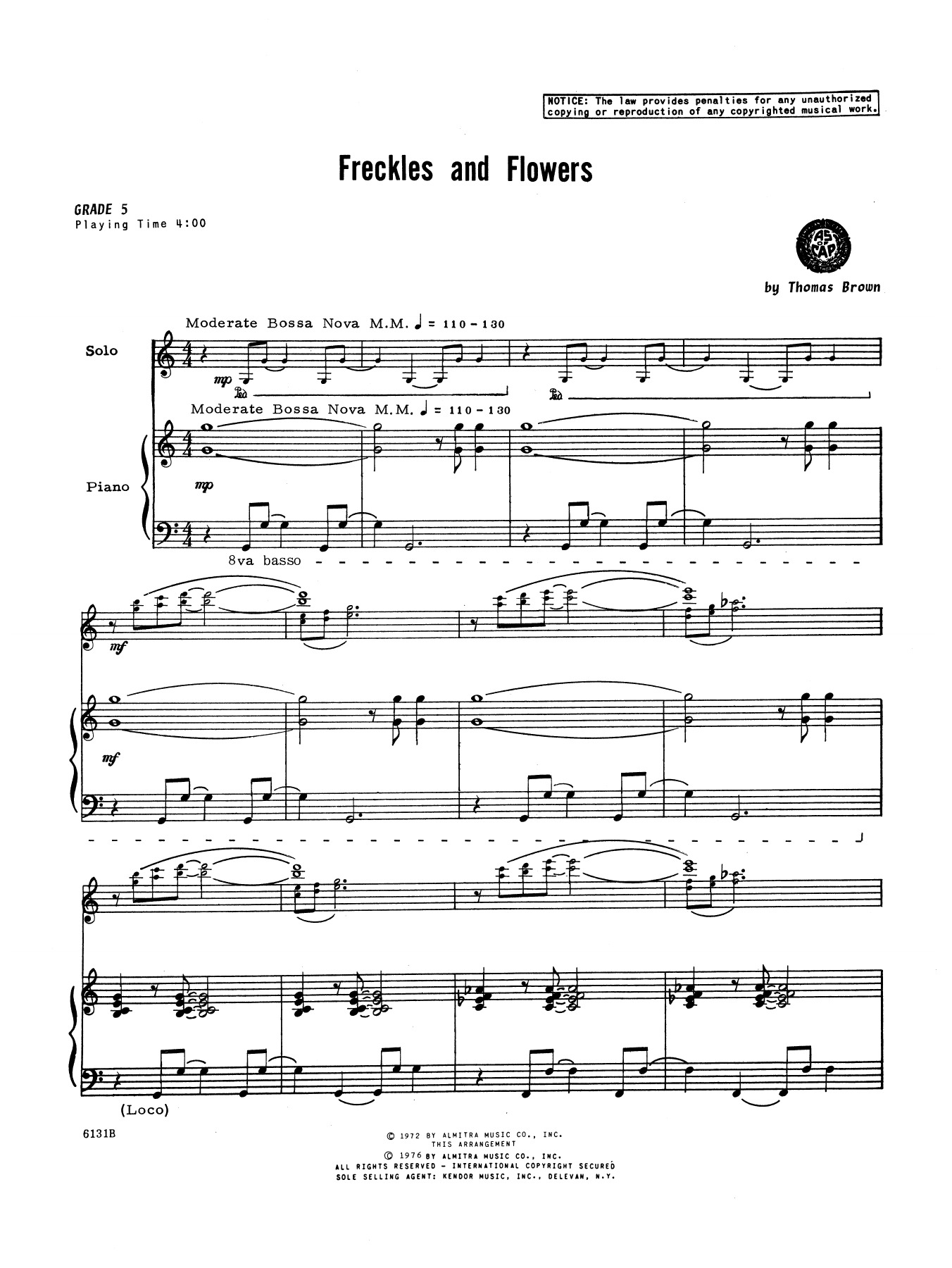 Download Tom Brown Freckles And Flowers - Piano Accompanim Sheet Music