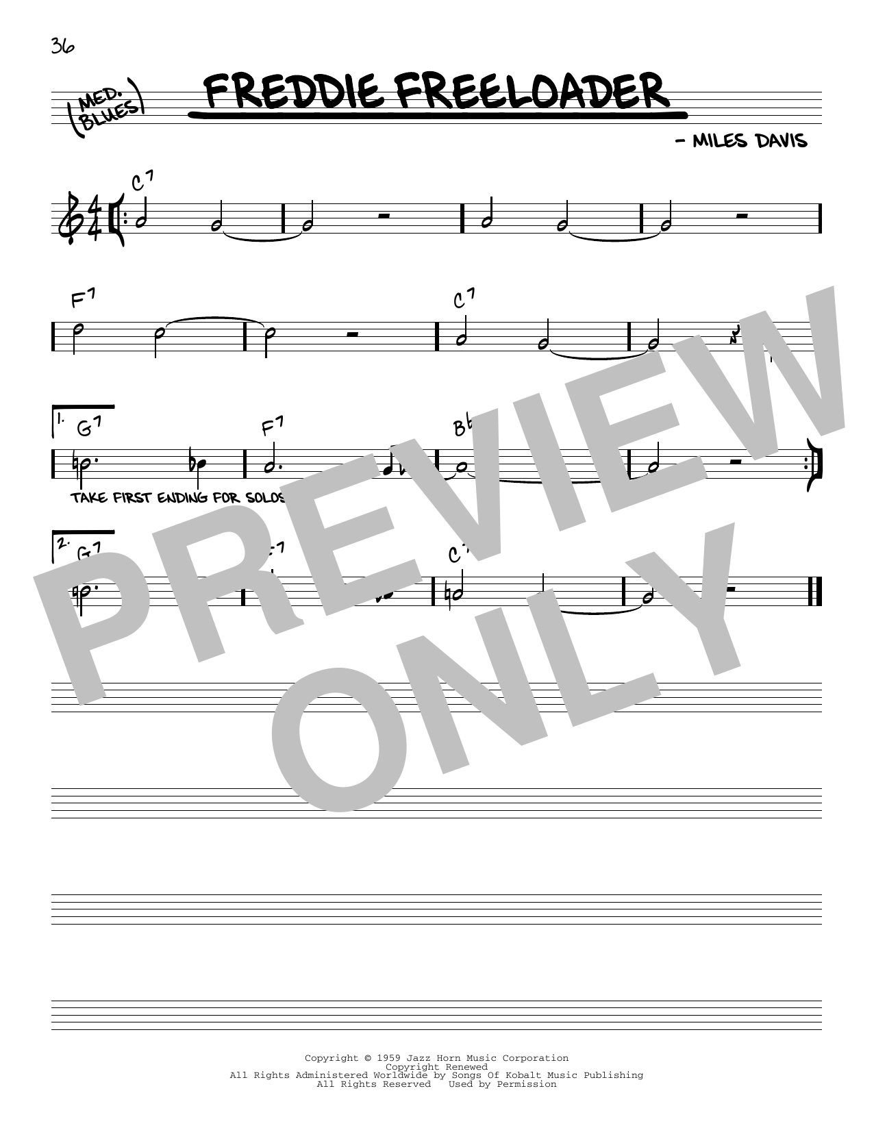 Download Miles Davis Freddie Freeloader Sheet Music