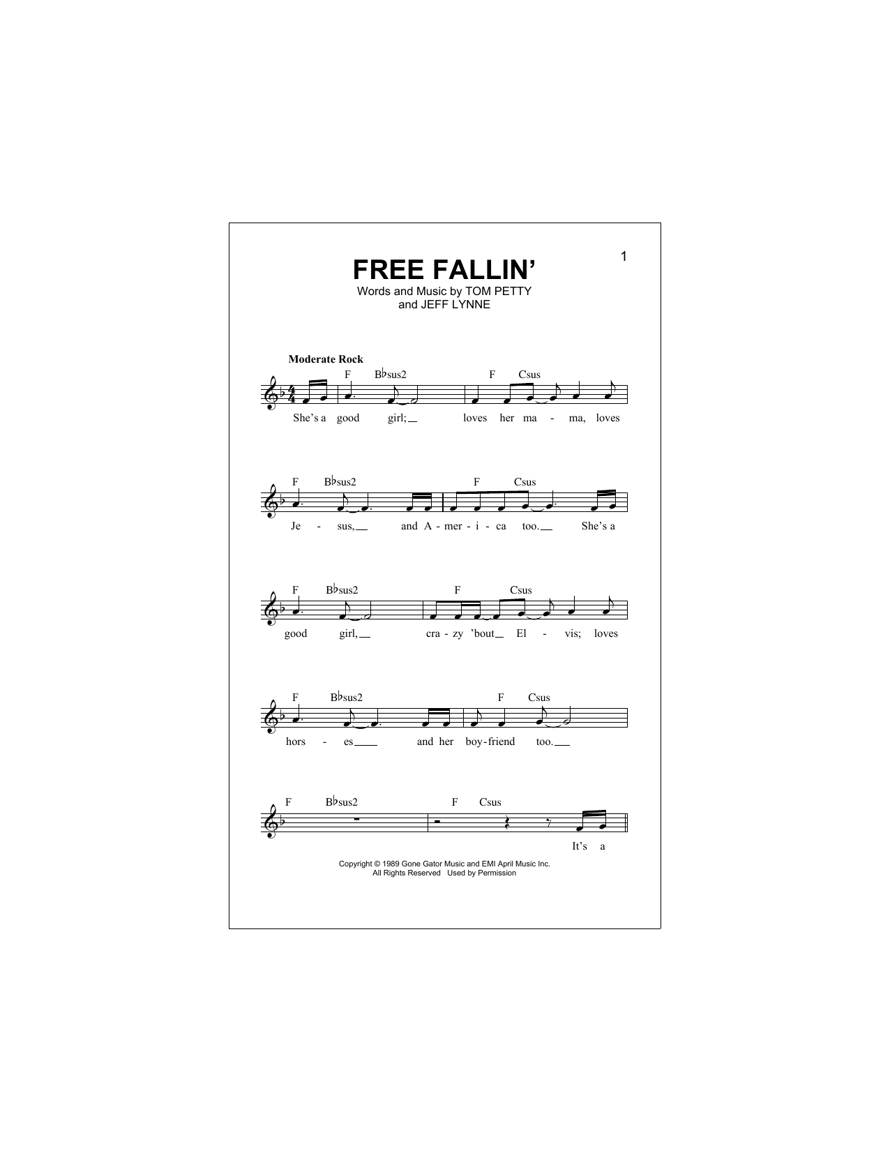 Download Tom Petty Free Fallin' Sheet Music