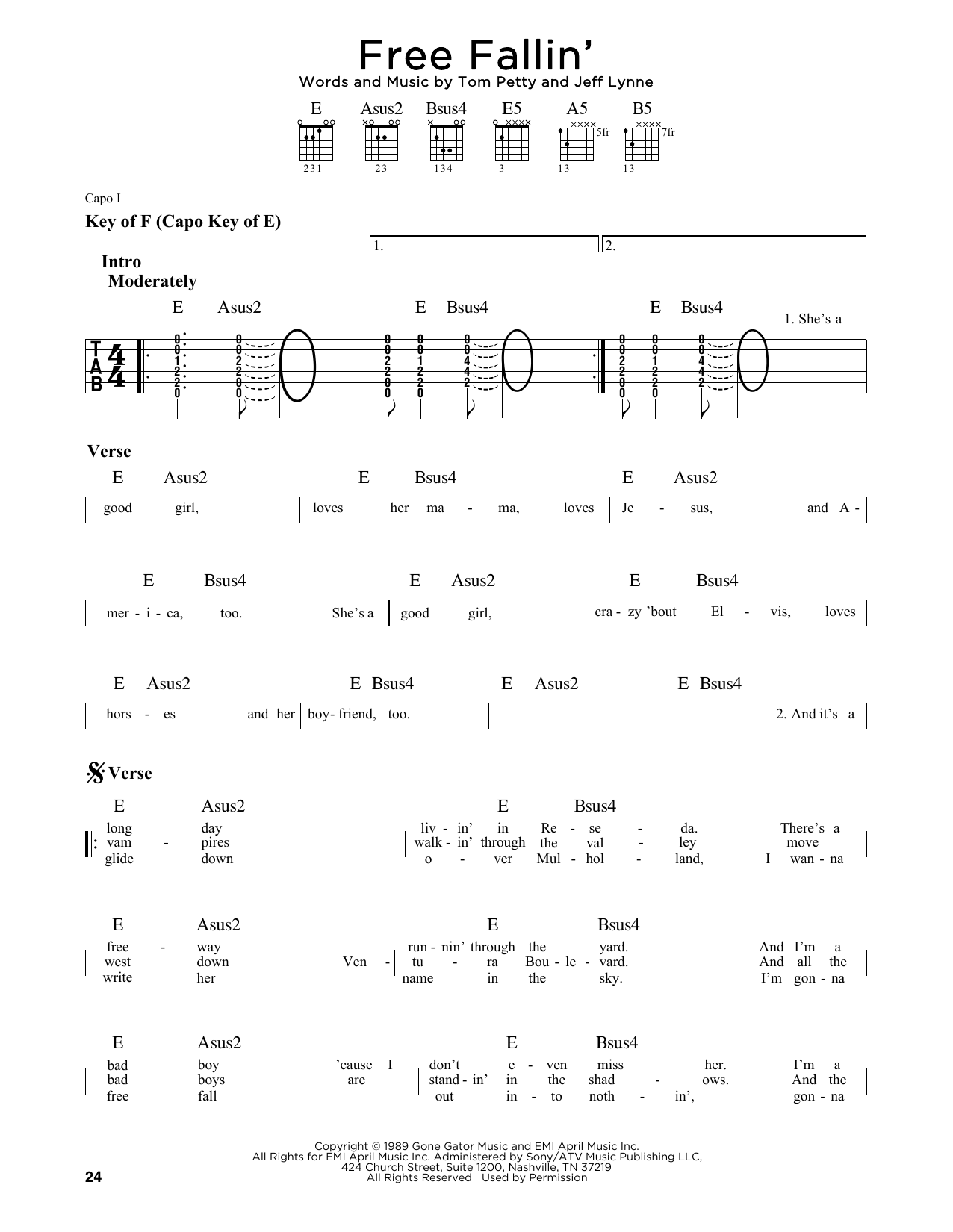 Download Tom Petty Free Fallin' Sheet Music