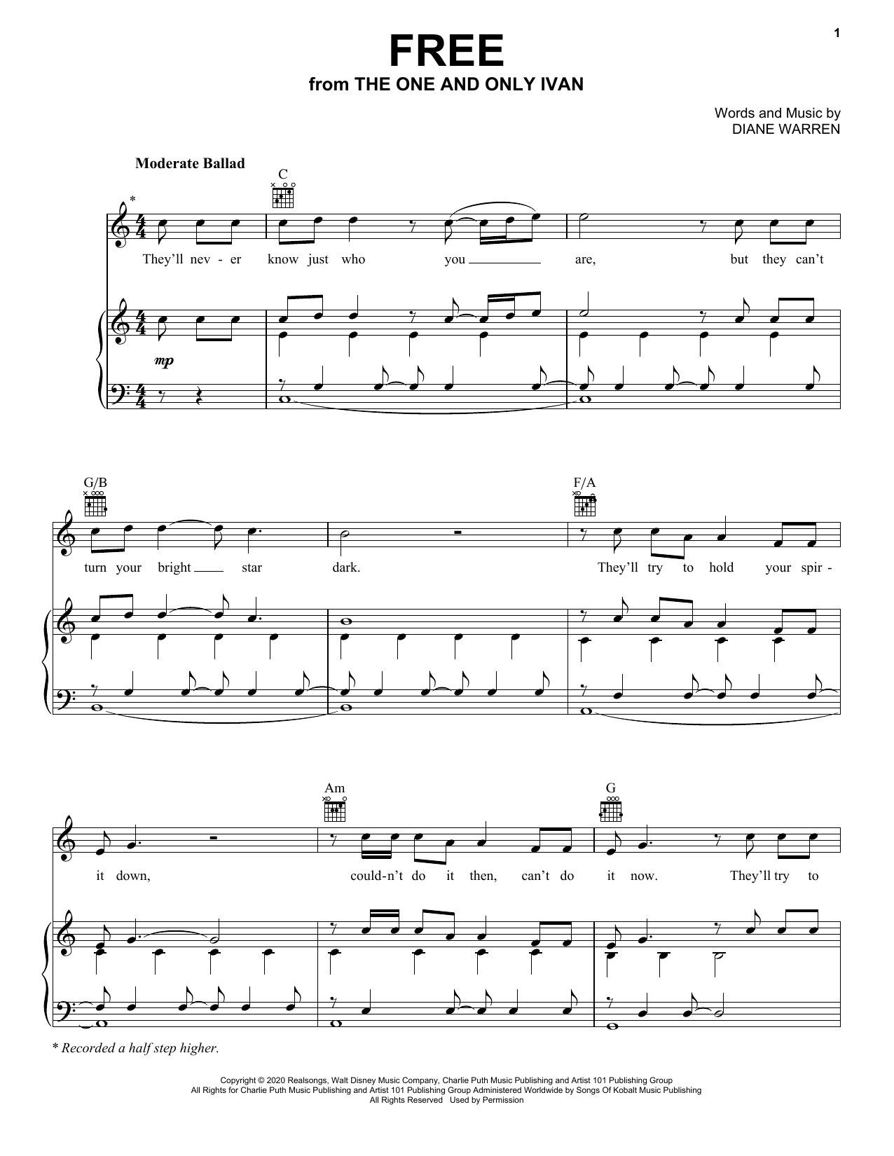 Download Charlie Puth Free (from Disney's The One And Only Iv Sheet Music