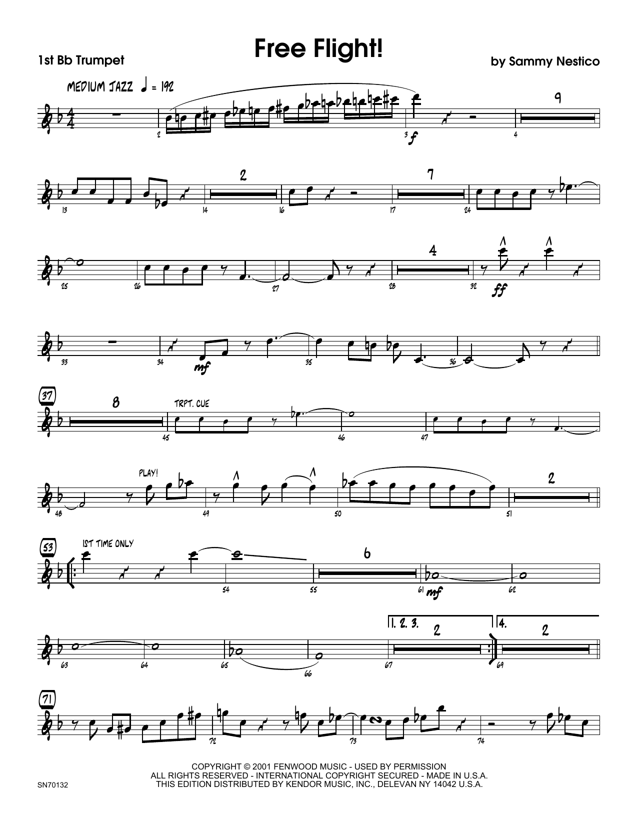 Download Sammy Nestico Free Flight! - 1st Bb Trumpet Sheet Music