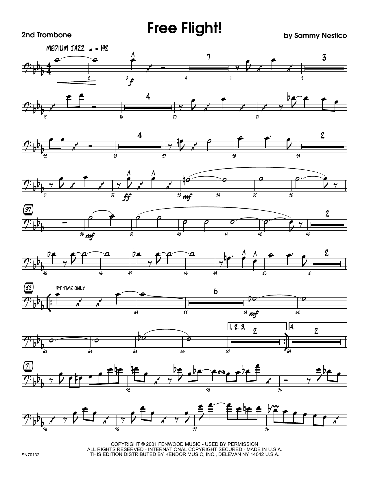 Download Sammy Nestico Free Flight! - 2nd Trombone Sheet Music
