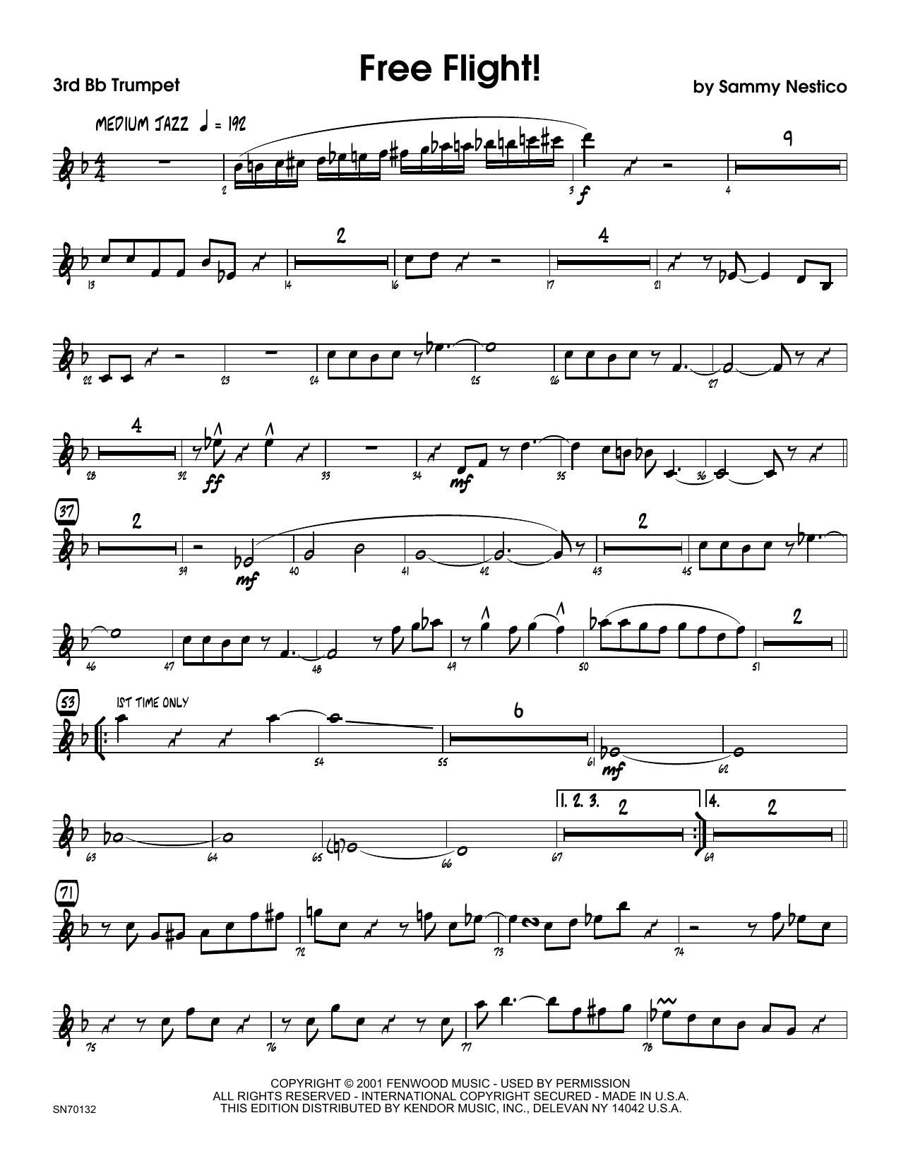 Download Sammy Nestico Free Flight! - 3rd Bb Trumpet Sheet Music