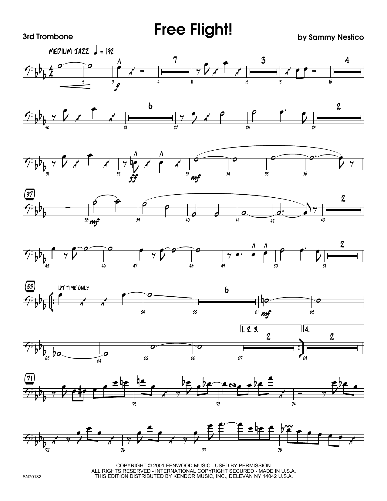 Download Sammy Nestico Free Flight! - 3rd Trombone Sheet Music