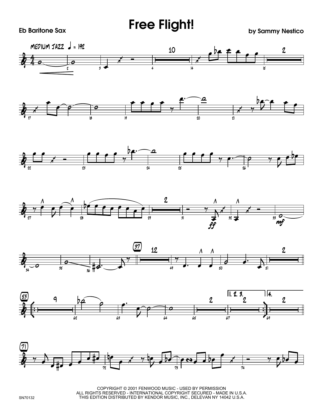 Download Sammy Nestico Free Flight! - Eb Baritone Saxophone Sheet Music