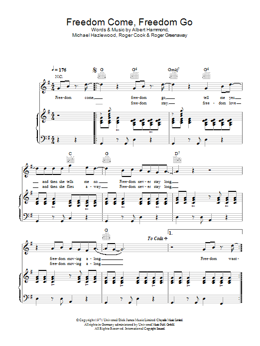 Download The Fortunes Freedom Come, Freedom Go Sheet Music