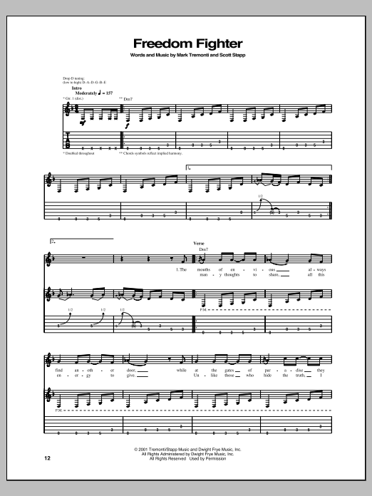 Download Creed Freedom Fighter Sheet Music