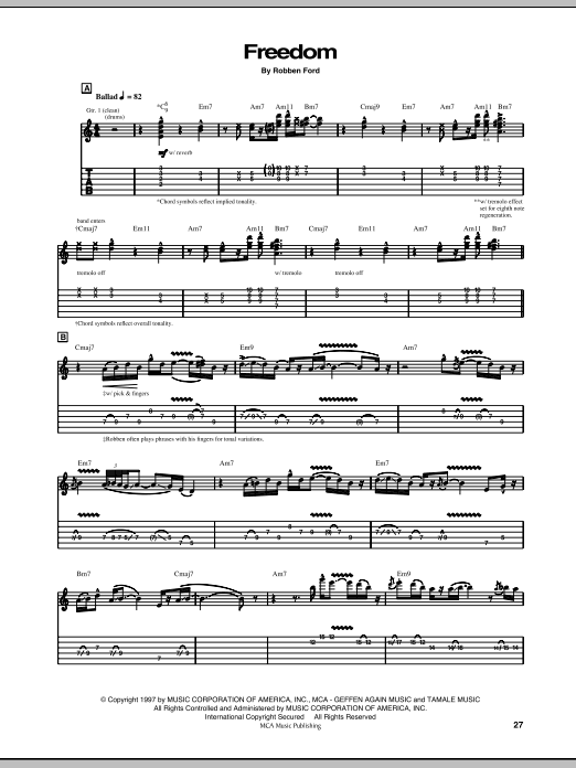 Download Robben Ford Freedom Sheet Music