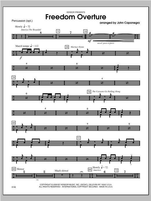 Download Caponegro Freedom Overture - Aux Percussion Sheet Music