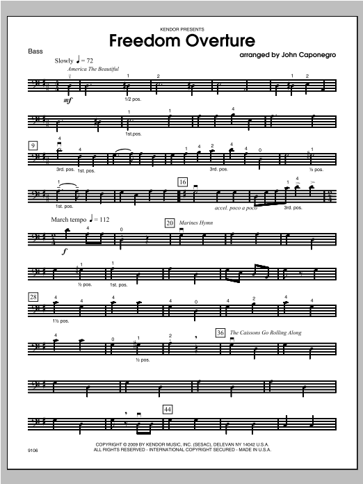 Download Caponegro Freedom Overture - Bass Sheet Music