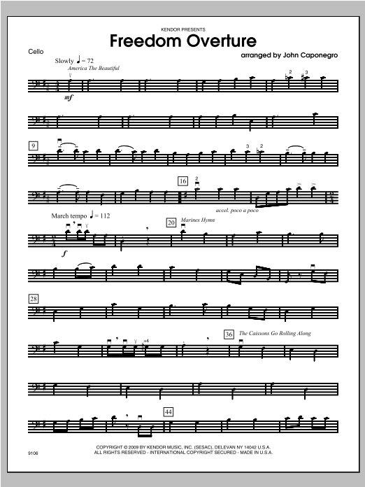 Download Caponegro Freedom Overture - Cello Sheet Music