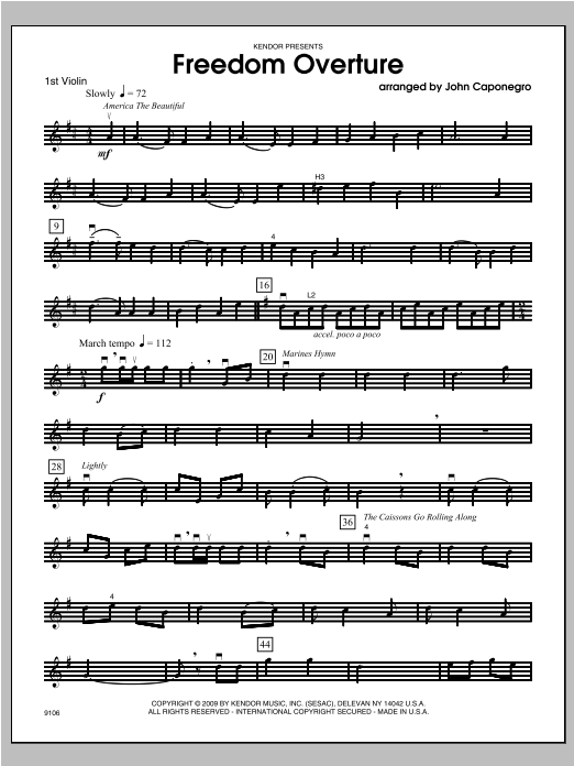 Download Caponegro Freedom Overture - Violin 1 Sheet Music