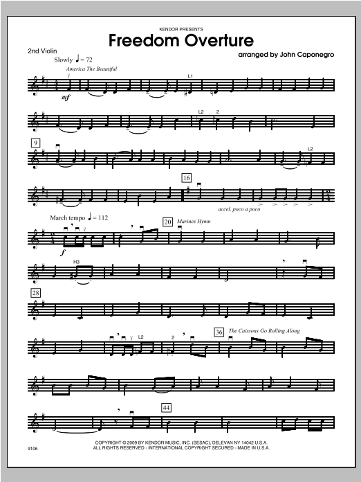 Download Caponegro Freedom Overture - Violin 2 Sheet Music