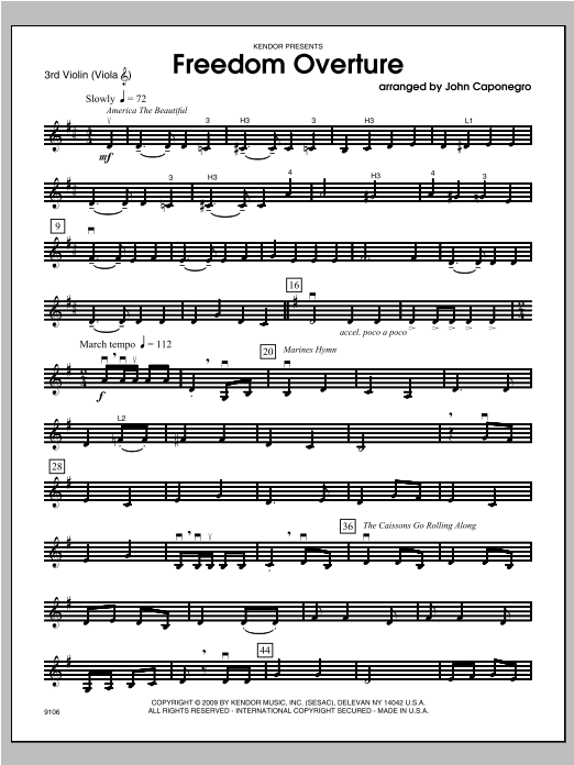 Download Caponegro Freedom Overture - Violin 3 Sheet Music