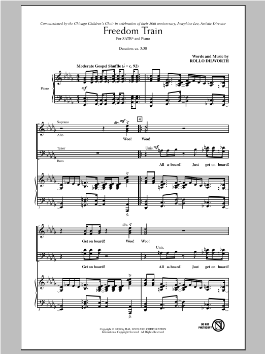 Rollo Dilworth Freedom Train sheet music notes printable PDF score