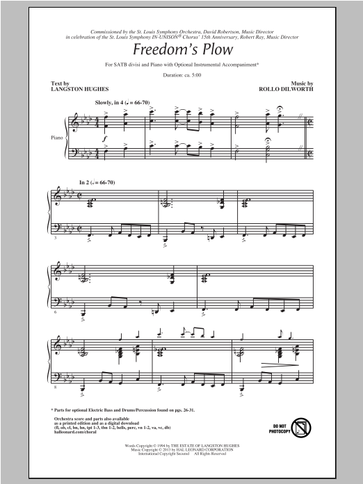 Download Rollo Dilworth Freedom's Plow Sheet Music